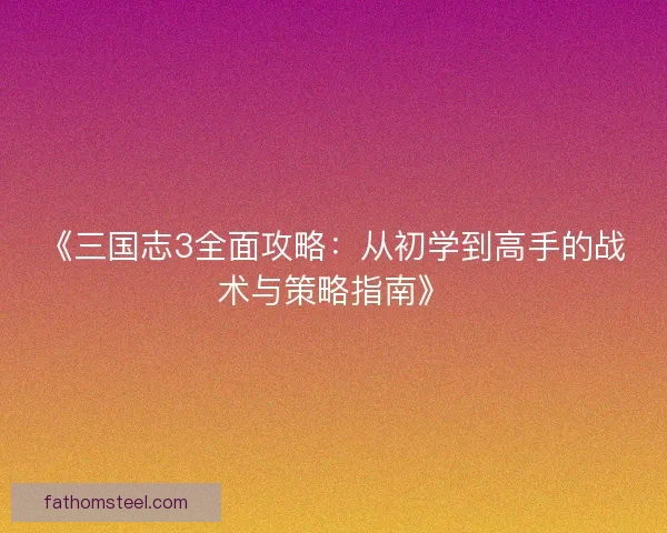 《三国志3全面攻略：从初学到高手的战术与策略指南》