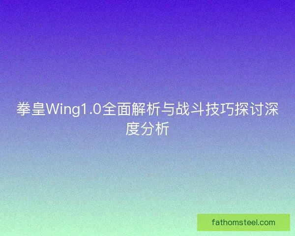 拳皇Wing1.0全面解析与战斗技巧探讨深度分析